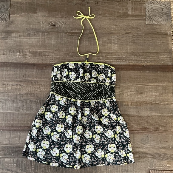 Free People Tops - Free People Linen Blend Floral Strapless Halter Babydoll Blouse Top Size 6